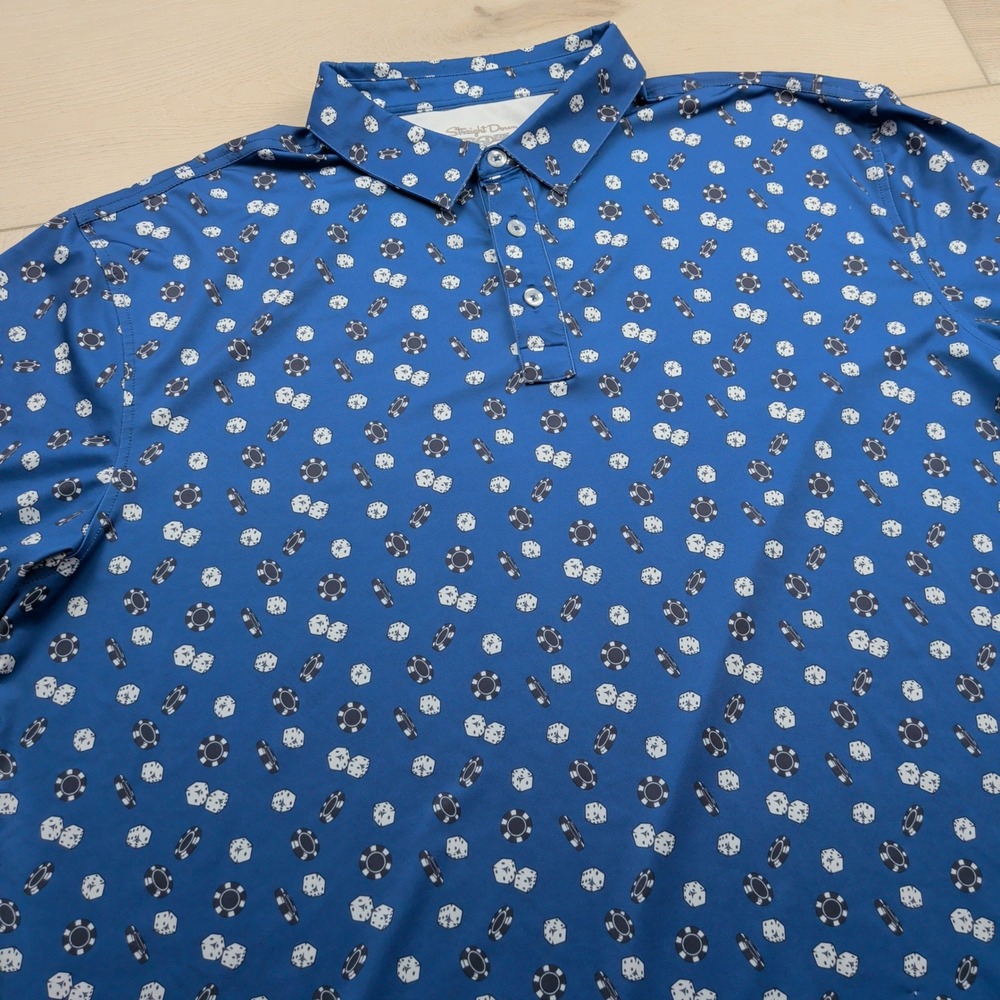 NEW Straight Down Mens 3XL Golf Polo Shirt Blue Casino Dice Poker Chip